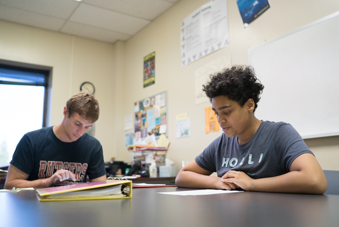 Two students studying together
