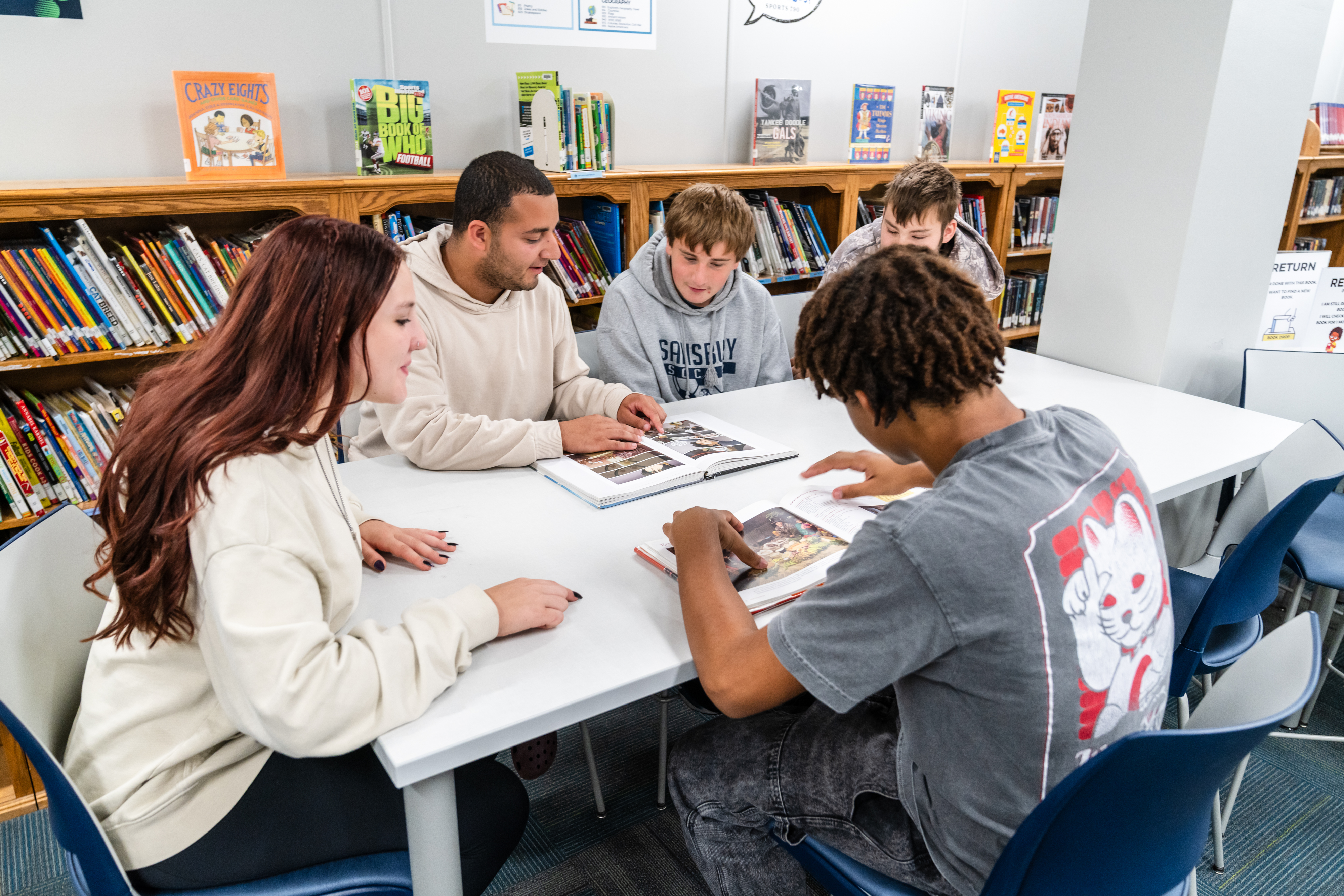 high school students reading