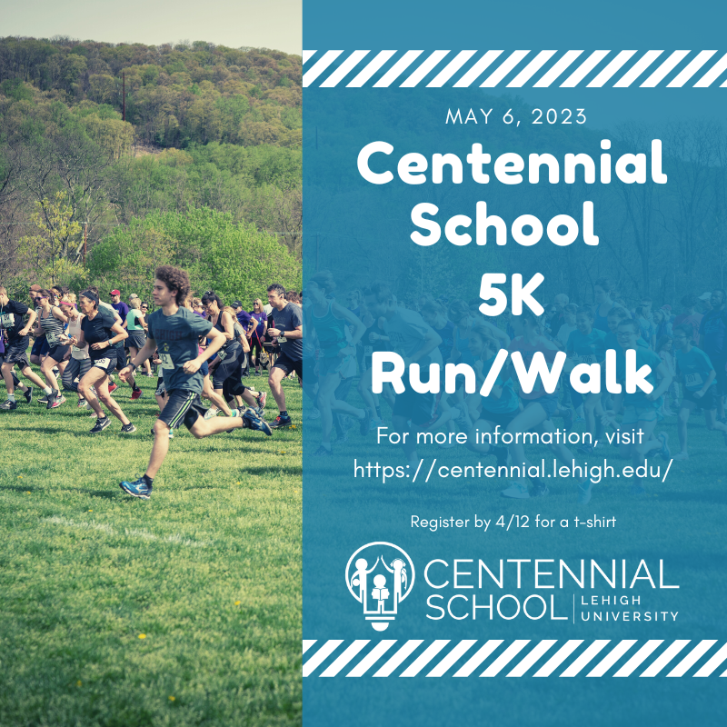 Group of runners and information about the Centennial School 5K
